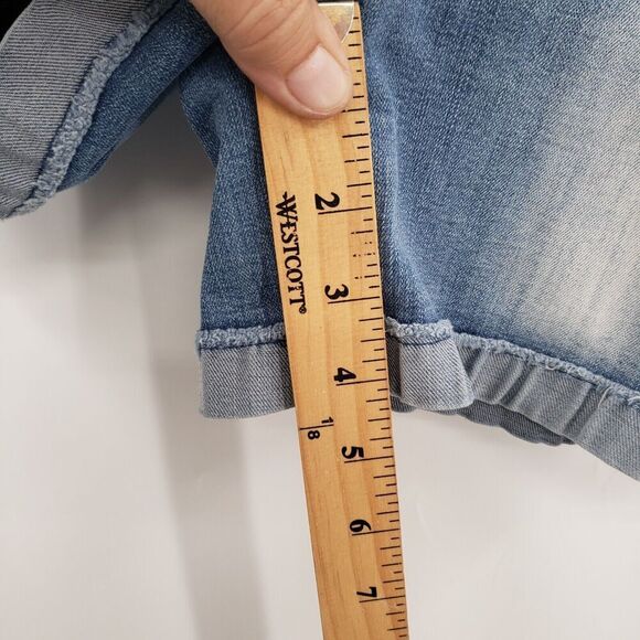 Kensie Mid Rise Jean Shorts Womens Size 4 27 Cuffed Distressed Pockets Stretch - Picture 8 of 10